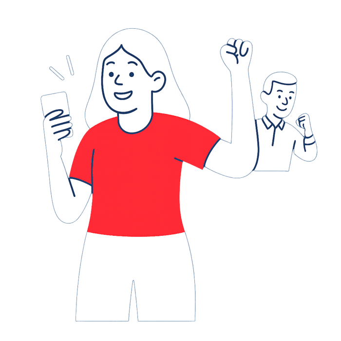 Persona feliz recibiendo promociones para aprender idiomas y descuentos en cursos de idiomas con oferta