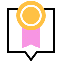 Ícono de medalla con listón, representando clases de idiomas en Puebla con certificación y reconocimiento de calidad.