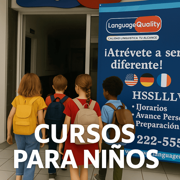 Niños entrando a escuela de idiomas en Puebla para cursos y preparación en certificaciones oficiales de idiomas