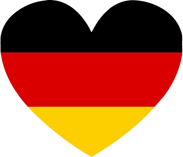 Corazón con la bandera de Alemania representando una escuela de idiomas en Puebla con cursos especializados en lengua alemana.