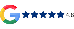 Valoración de 4.8 estrellas en Google de un instituto de idiomas en Puebla, destacando su calidad educativa.