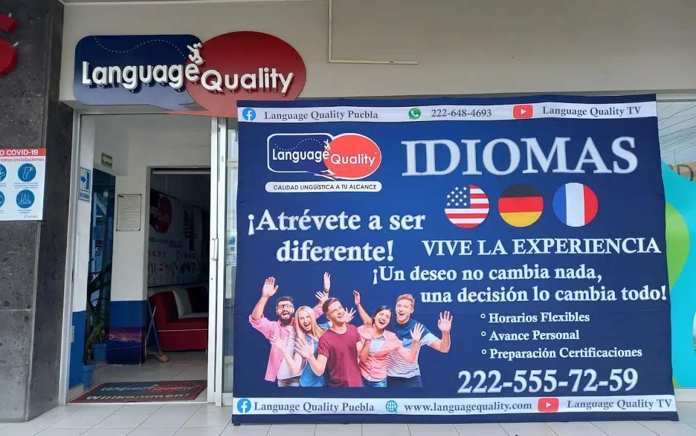 Fachada de Language Quality en Puebla con promoción de idiomas y preparación para certificaciones